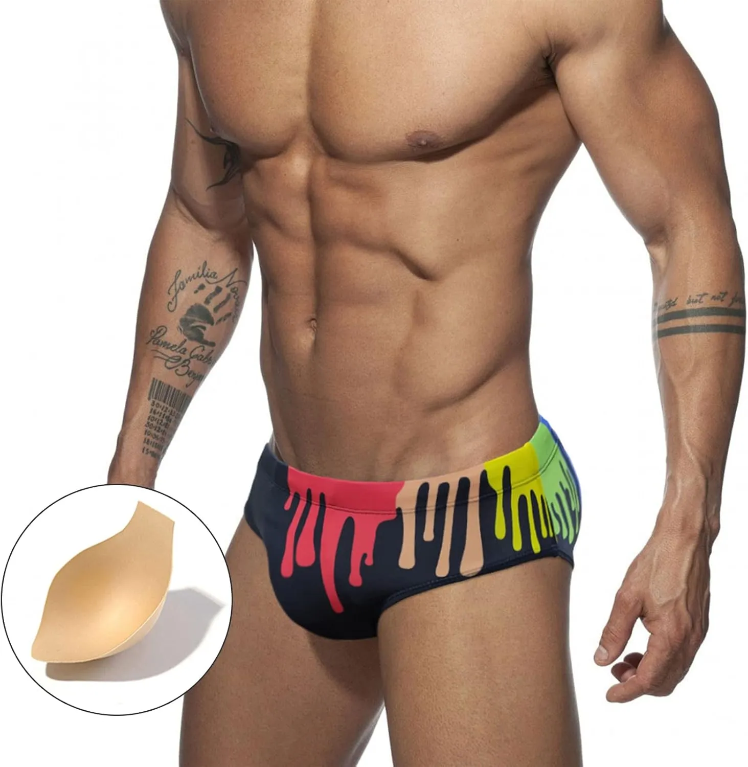 Panegy Mens Basic Classic Swim Briefs Padded Bikini Swimwear Triangle Swimsuit Bikini Bottoms Low Rise S-XXL