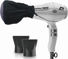 Parlux 3800 Eco Friendly Ionic & Ceramic Silver Hair Dryer   M Hair Designs Metal Mesh Diffuser (Bundle) – Lightweight, Fast-Drying, Frizz-Control Blow Dryer for Salon-Quality Styling