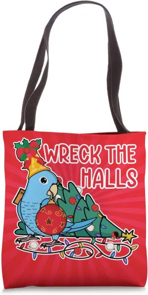 Parrot Wrecks The Halls I Blue Parrotlet Tote Bag