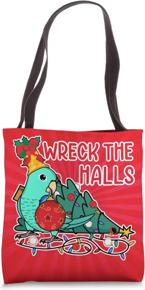 Parrot Wrecks The Halls I Turquoise Parrotlet Tote Bag