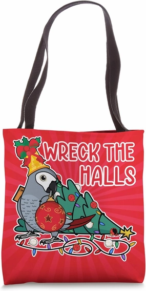 Parrot Wrecks The Halls I African Grey Tote Bag
