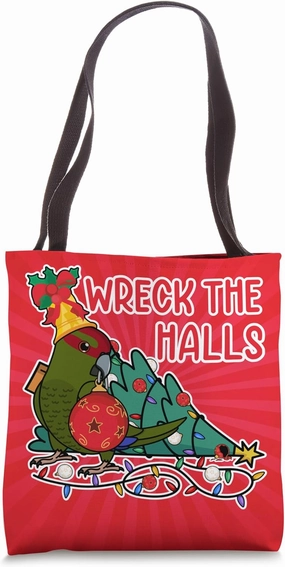 Parrot Wrecks The Halls I Red-crowned Kakariki Tote Bag