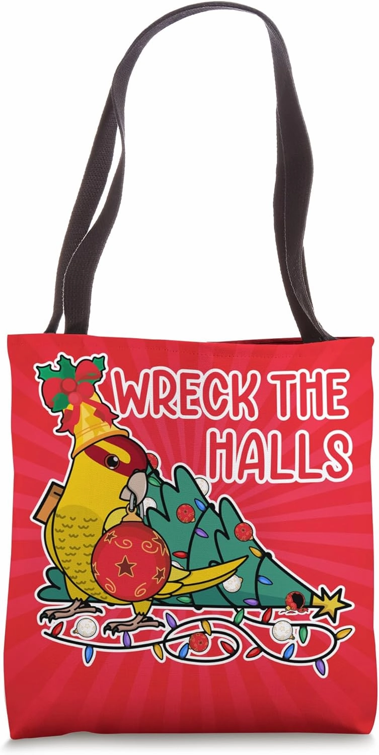Parrot Wrecks The Halls I Yellow Lutino Kakariki Tote Bag