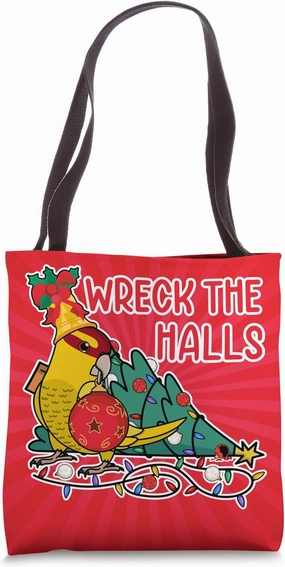 Parrot Wrecks The Halls I Yellow Lutino Kakariki Tote Bag