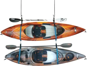 Pelican Double Kayak Storage Strap System - for Indoor and Outdoor Kayak and SUP Paddle Board Hangers - Comes with Paddle Clips - Black/Turquoise