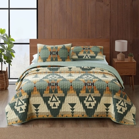 Pendleton Siskiyou Coverlet Set Soft Cotton Bed Cover Rustic Home Decor Bedspread Luxury Coverlet Set Cozy Quilt and Pillow Shams Set, King, Sage