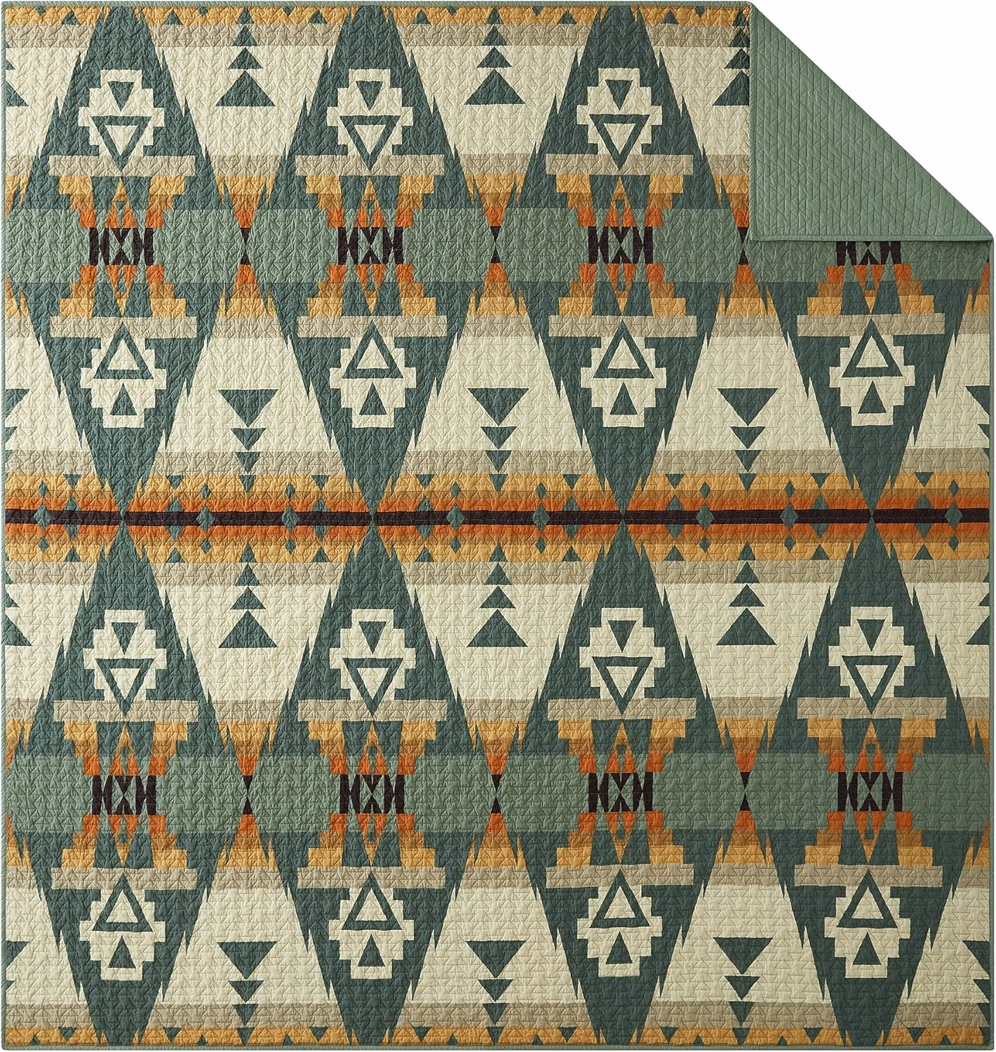 Pendleton Siskiyou Coverlet Set Soft Cotton Bed Cover Rustic Home Decor Bedspread Luxury Coverlet Set Cozy Quilt and Pillow Shams Set, King, Sage