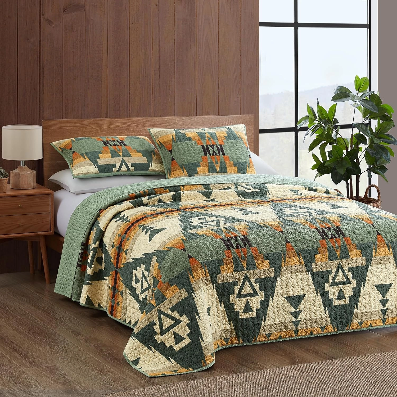 Pendleton Siskiyou Coverlet Set Soft Cotton Bed Cover Rustic Home Decor Bedspread Luxury Coverlet Set Cozy Quilt and Pillow Shams Set, King, Sage