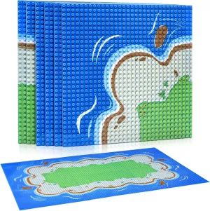 Peohud 6 Pack Island Building Block Base Plates, 10 x 10 Inch Classic Baseplates for Beach, Compatible with All Major Brands and Activity Table, Great for Island and Water Landscapes