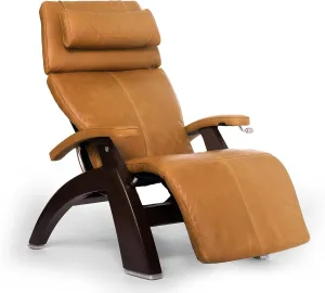 Perfect Chair Human Touch PC-420 Manual Zero Gravity Recliner Performance Upholstery Package Dark Walnut Wood Stain - Sycamore Premium Leather