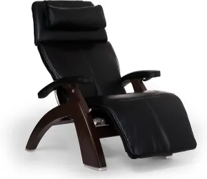 Perfect Chair Human Touch PC-610 Omni-Motion Classic Power Recline Zero Gravity Recliner Performance Upholstery Package Dark Walnut Wood Stain - Black Premium Leather