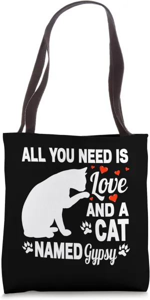 Personalized Cat Name Gypsy Cute Kitten Pet Lover Tote Bag