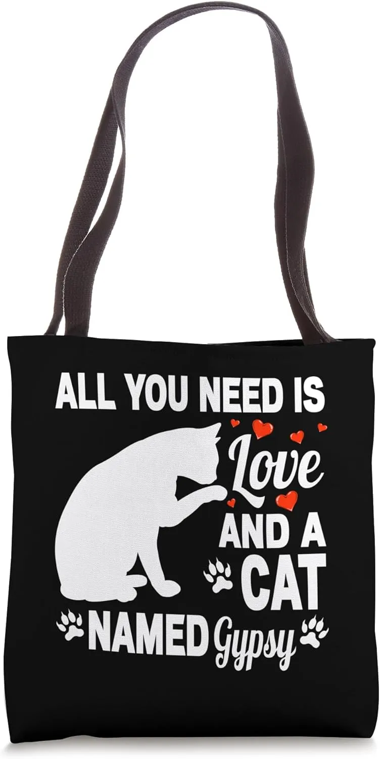 Personalized Cat Name Gypsy Cute Kitten Pet Lover Tote Bag