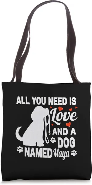 Personalized Dog Name Maya Cute Dog Pet Lover Tote Bag