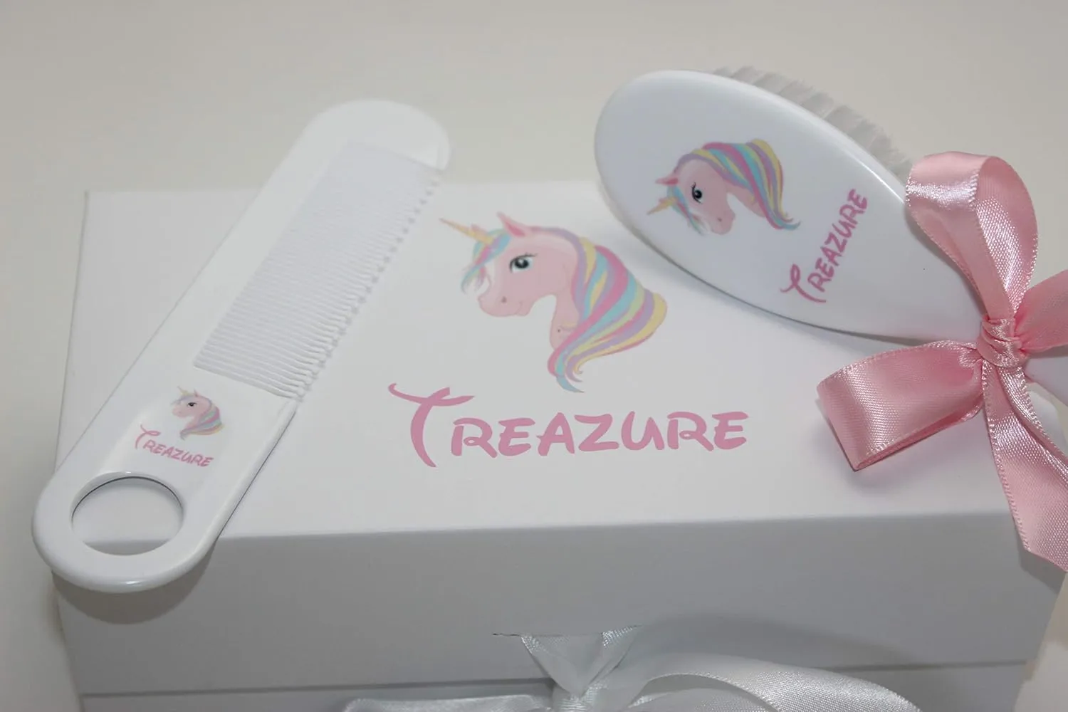 Personalized Unicorn Baby Brush and Comb Set - Suitable for Ages 0-3 Years, Toddler Gift Sets - ECO Friendly Inks