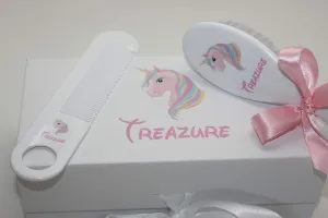Personalized Unicorn Baby Brush and Comb Set - Suitable for Ages 0-3 Years, Toddler Gift Sets - ECO Friendly Inks