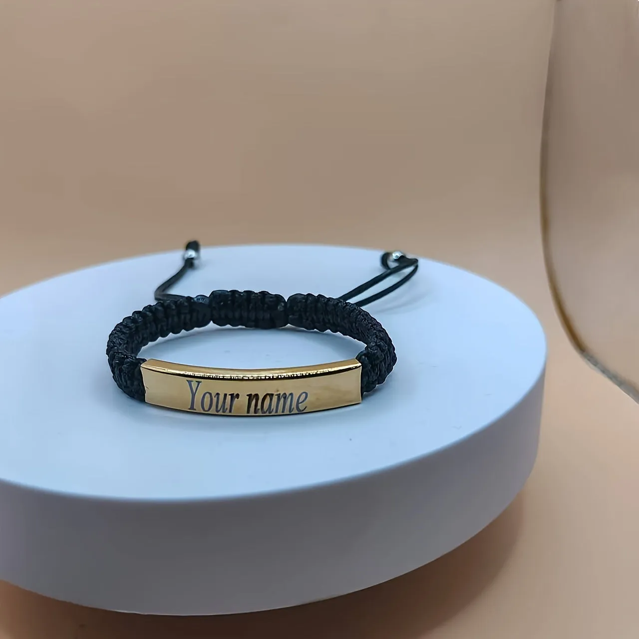 Personalized Woven Bracelet with Engraved Names - Spanish & Portuguese