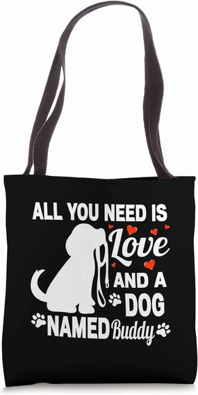 Personalized Dog Name Buddy Cute Dog Pet Lover Tote Bag
