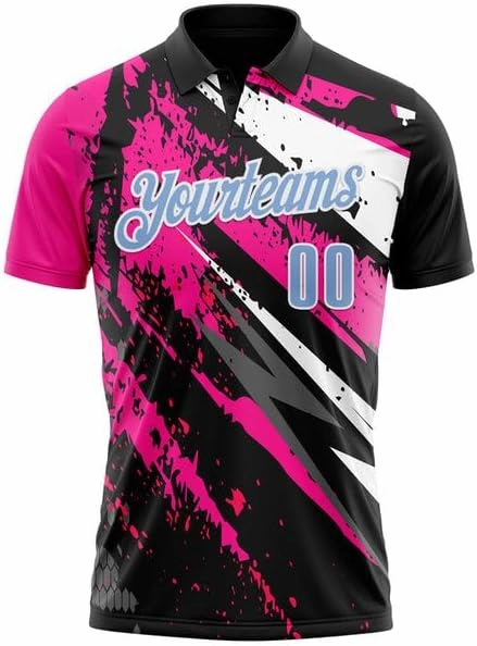 Personalized Name,Custom Jersey, Polo Sport, Black Bay Orange-Neon Green 3D Bowling Geometric Shape Polo