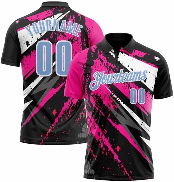 Personalized Name,Custom Jersey, Polo Sport, Black Bay Orange-Neon Green 3D Bowling Geometric Shape Polo