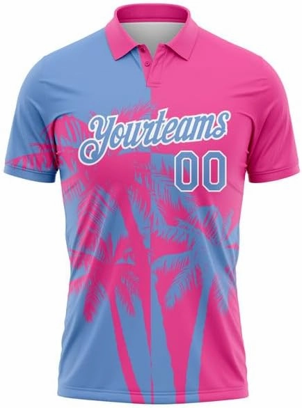 Personalized Name,Custom Jersey, Polo Sport, Black Hot Pink 3D Pattern Design Billiards Performance Polo