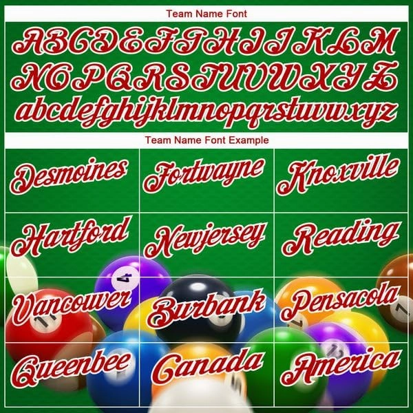 Personalized Name,Custom Jersey, Polo Sport, Green Red-White 3D Pattern Design Flame Billiards 8 Ball