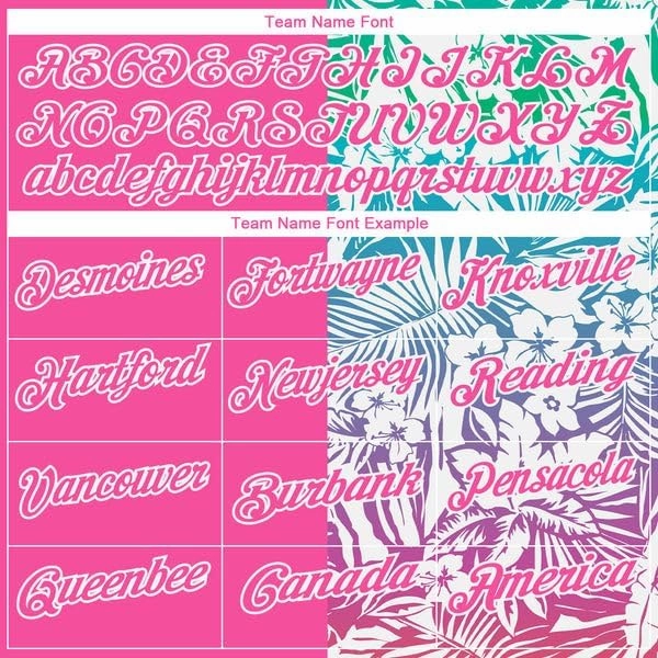 Personalized Name,Custom Jersey, Polo Sport, Pink White 3D Pattern Design Tropical Palm Leaves Performance