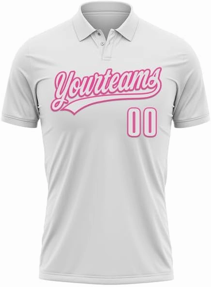 Personalized Name,Custom Jersey, Polo Sport, White Pink 3D Pink Ribbon Breast Cancer Awareness Month