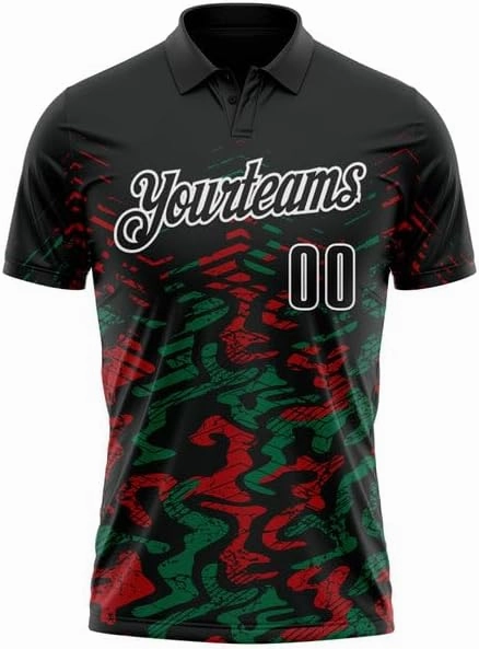 Personalized Name, Short Sleeve Shirt, Black Kelly Green-Red 3D Bowling Abstract Grunge Art Performance