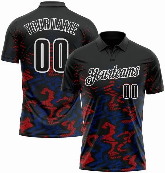 Personalized Name, Short Sleeve Shirt, Black Kelly Green-Red 3D Bowling Abstract Grunge Art Performance