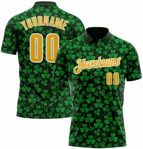 Personalized Name, Short Sleeve Shirt, Polo Sport, Navy Bay Orange-Green 3D St. Patrick's Day Polo