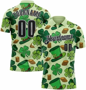 Personalized Name, Short Sleeve Shirt, Polo Sport, Navy Bay Orange-Green 3D St. Patrick's Day Polo