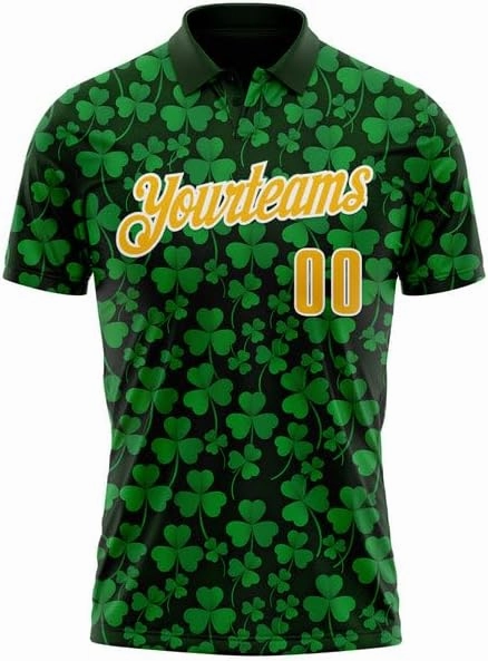 Personalized Name, Short Sleeve Shirt, Polo Sport, Navy Bay Orange-Green 3D St. Patrick's Day Polo