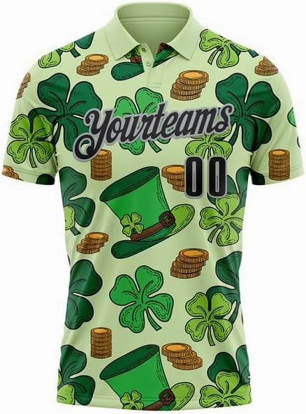 Personalized Name, Short Sleeve Shirt, Polo Sport, Navy Bay Orange-Green 3D St. Patrick's Day Polo