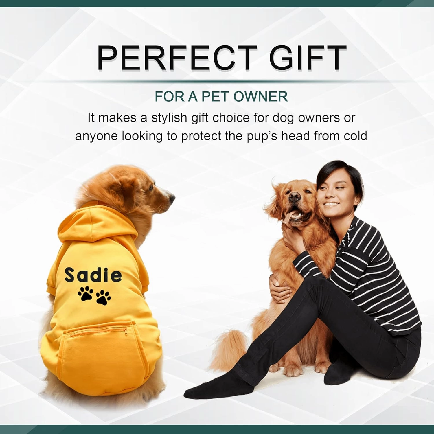 Personalized Passion Dog Hoodie with Embroidered Name and Paws - Stylish Custom Hooded Dog Sweatshirt - Orange Cotton Pet Hoodies Winter Pullover with Pockets - X-Small
