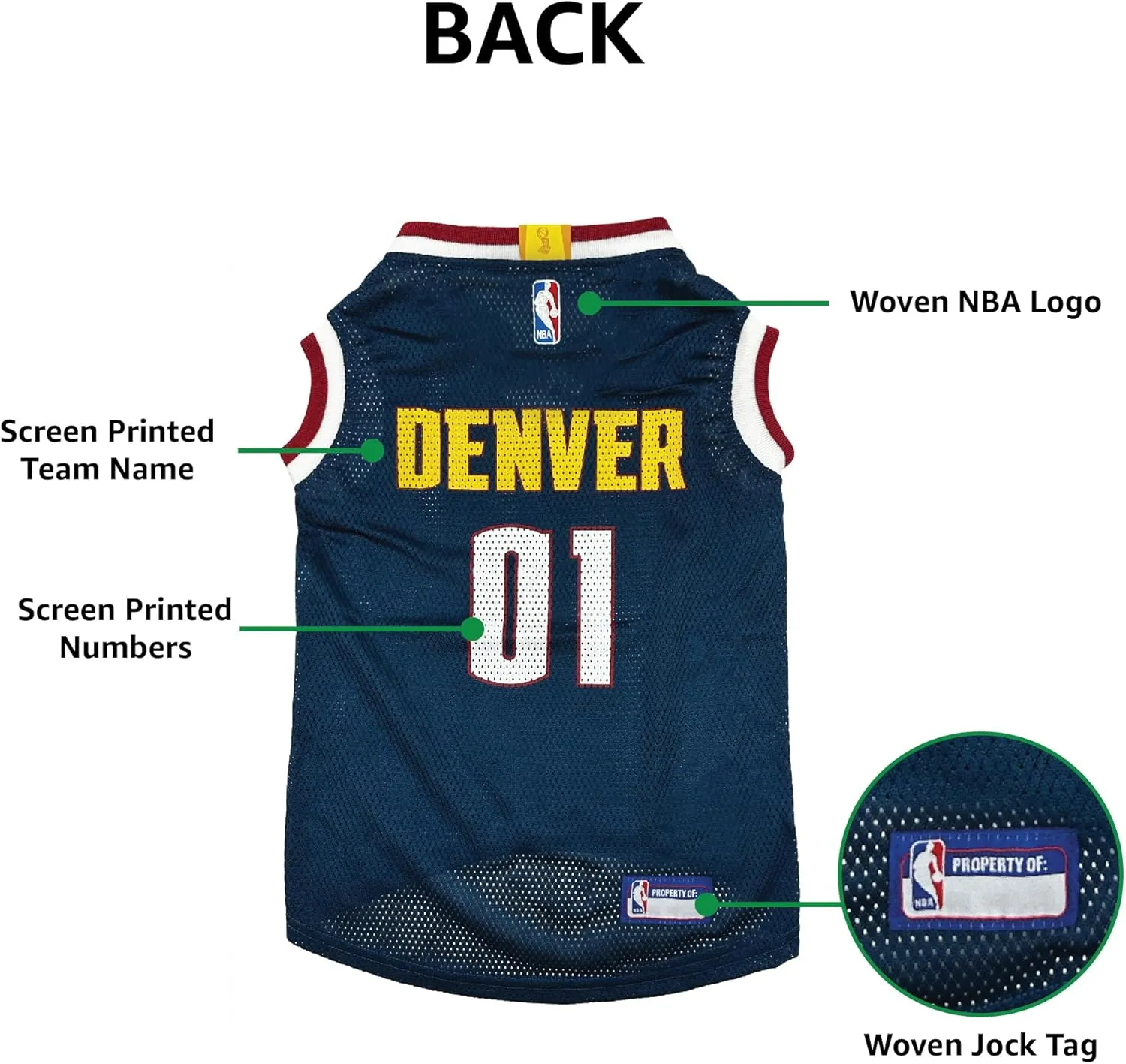 Pets First NBA Denver Nuggets Dog Jersey, Large - Tank Top Basketball Pet Jersey