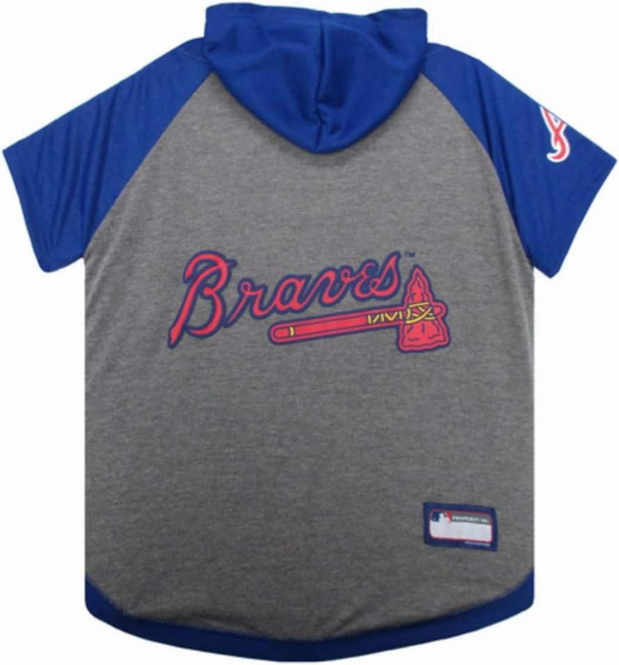 Pets First MLB Hoodie for Dogs & Cats - Atlanta Braves Dog Hooded T-Shirt, Small. - MLB Team Color Hoody (BRV-4044-SM)