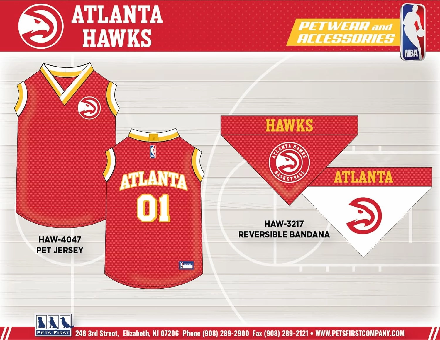 Pets First NBA Atlanta Hawks Dog Jersey, Large - Tank Top Basketball Pet Jersey