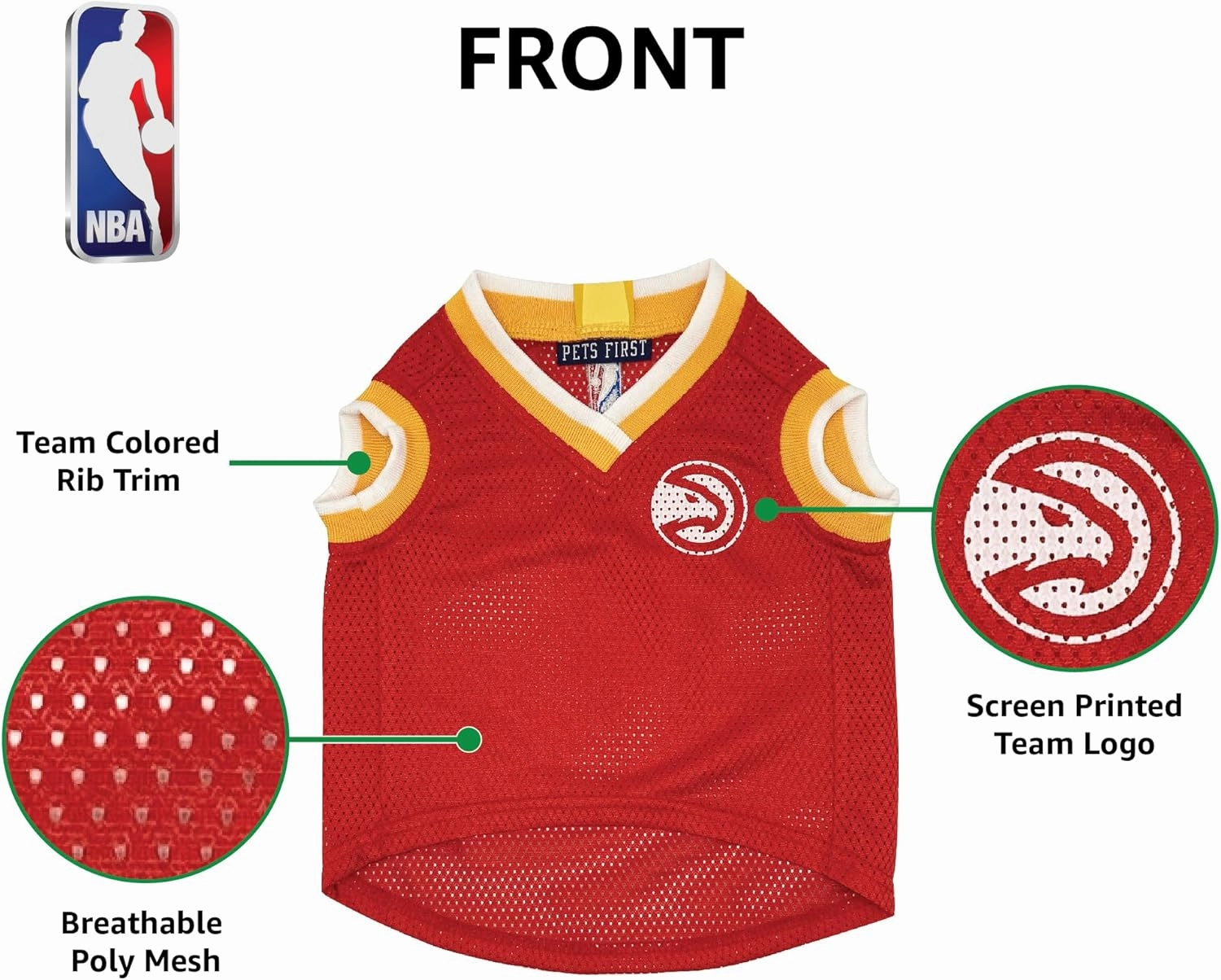 Pets First NBA Atlanta Hawks Dog Jersey, Large - Tank Top Basketball Pet Jersey