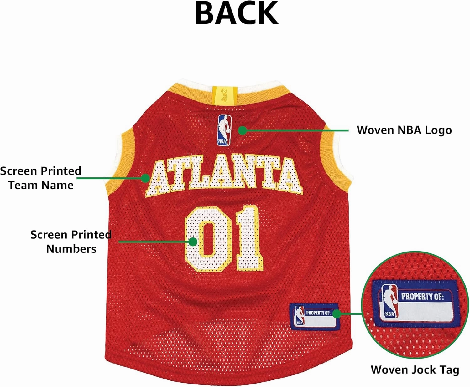 Pets First NBA Atlanta Hawks Dog Jersey, Large - Tank Top Basketball Pet Jersey
