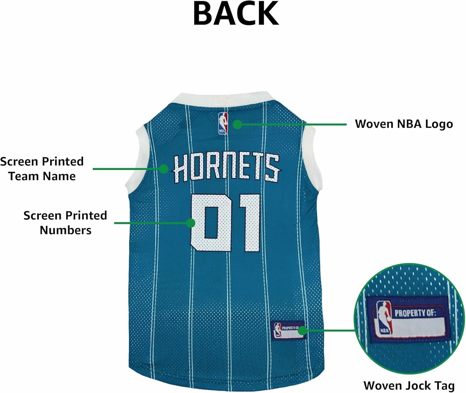 Pets First NBA Charlotte Hornets Dog Jersey, Medium- Tank Top Basketball Pet Jersey