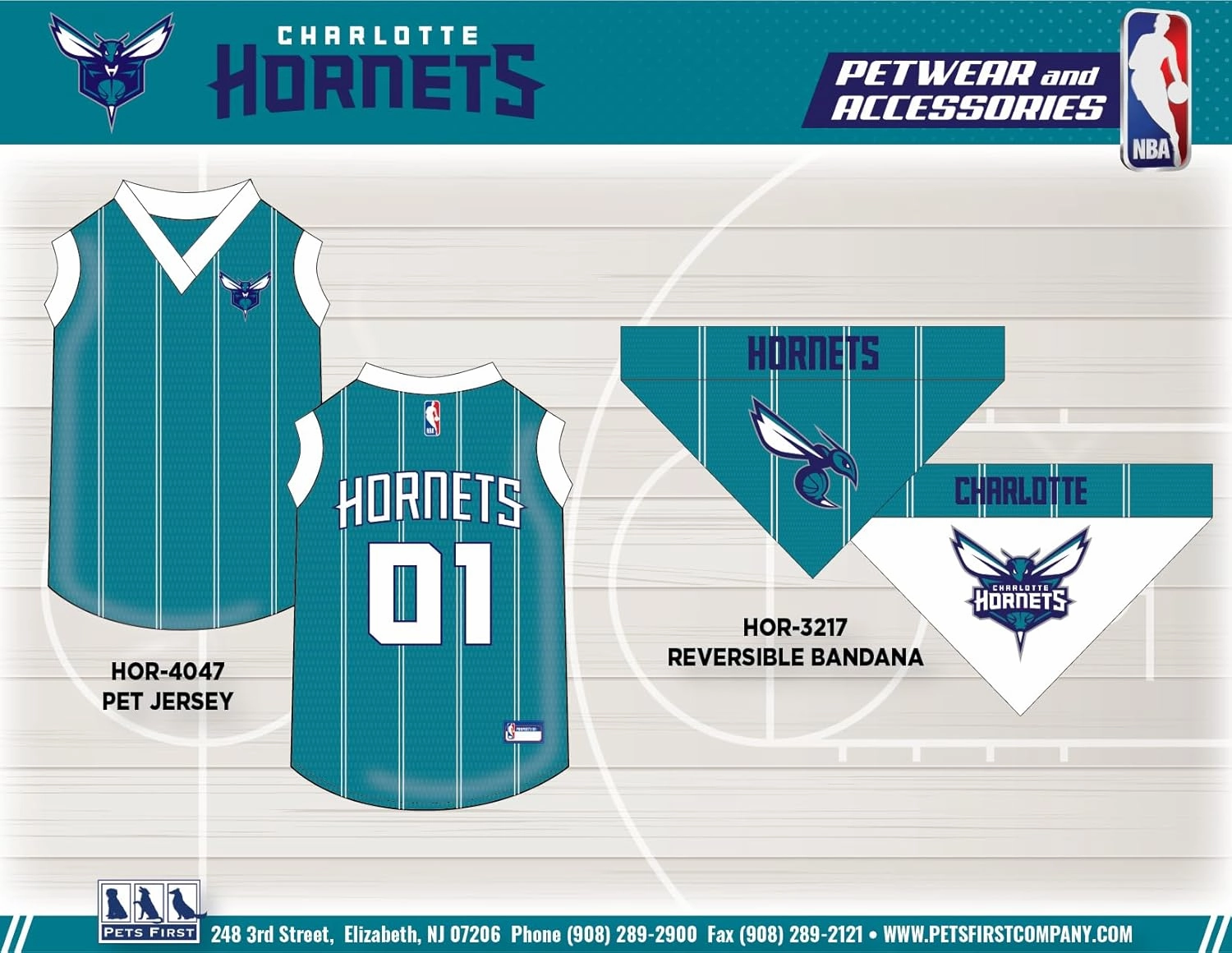 Pets First NBA Charlotte Hornets Dog Jersey, Medium- Tank Top Basketball Pet Jersey