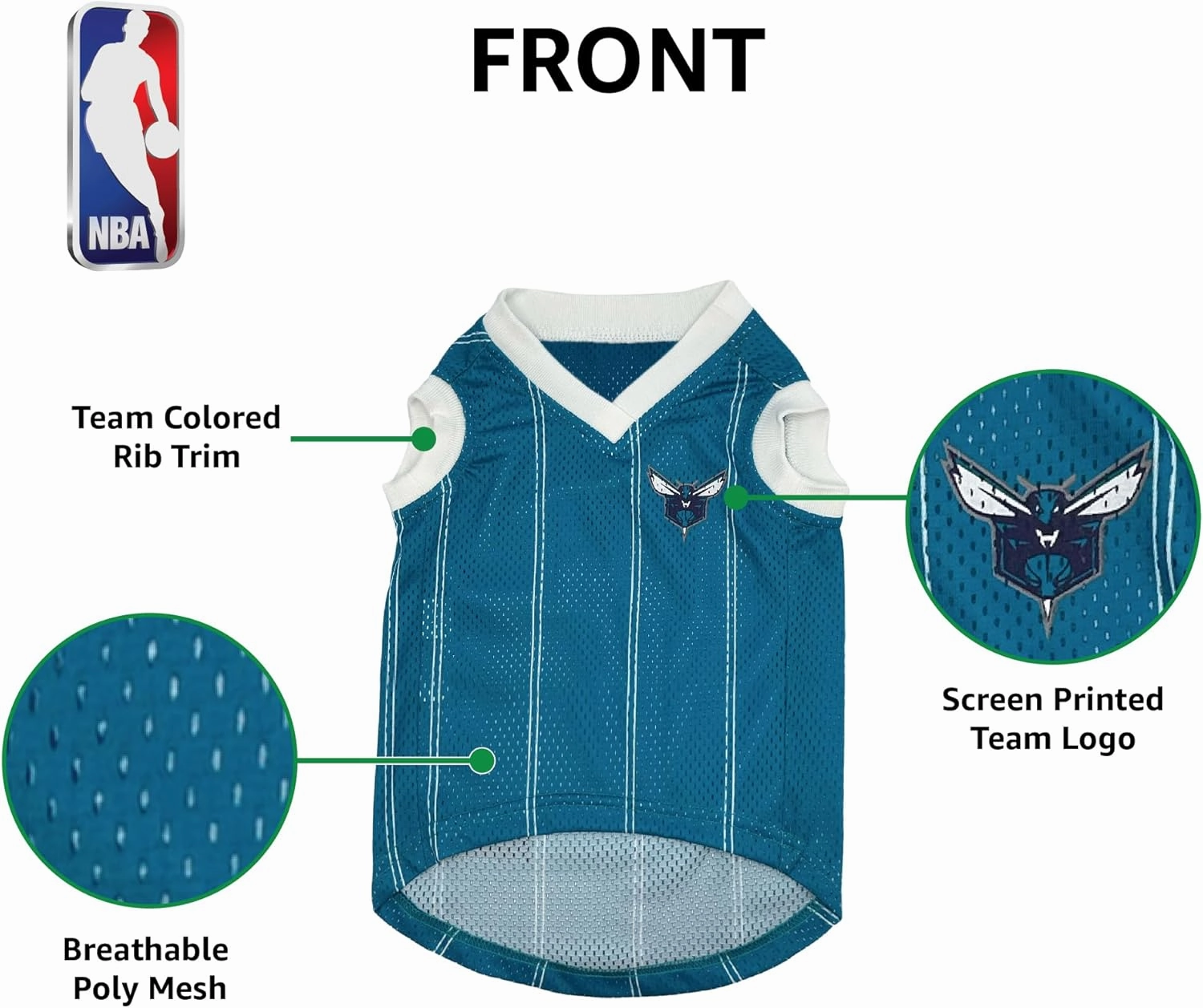 Pets First NBA Charlotte Hornets Dog Jersey, Medium- Tank Top Basketball Pet Jersey