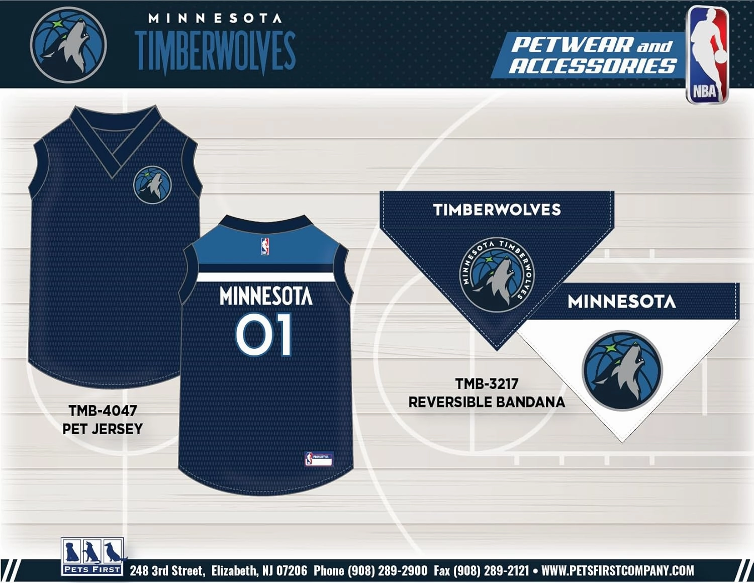 Pets First NBA Minnesota Timberwolves Dog Jersey, X-Large - Tank Top Basketball Pet Jersey