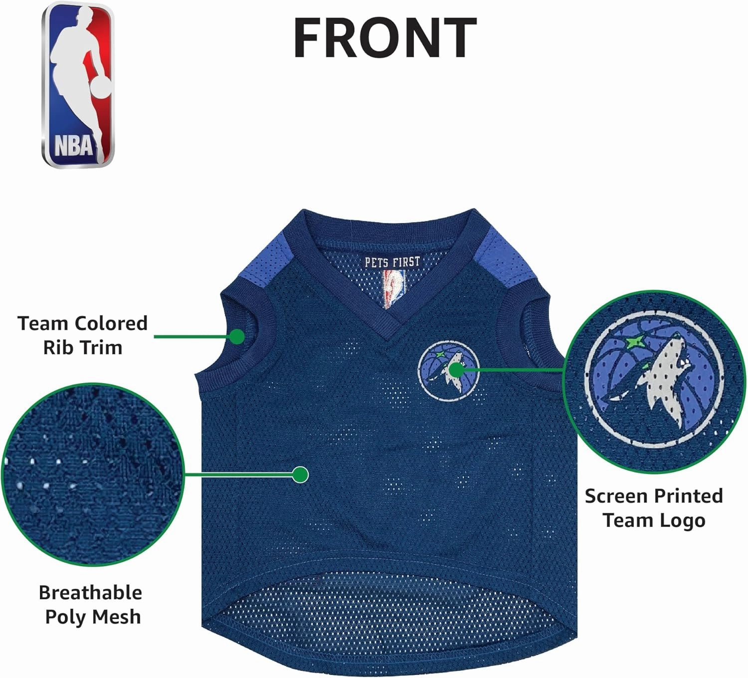 Pets First NBA Minnesota Timberwolves Dog Jersey, X-Large - Tank Top Basketball Pet Jersey