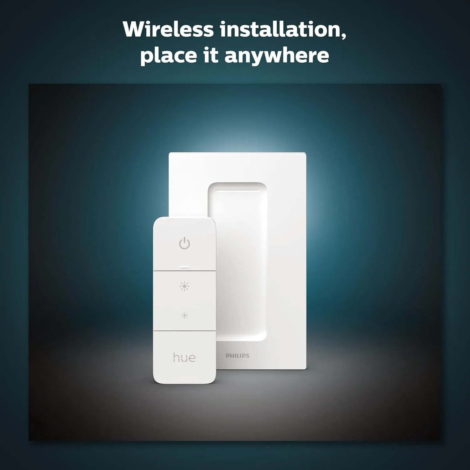 Philips Hue (2) 75W A19 White Ambiance LED Smart Bulbs E26 with Philips Hue (1) Wall Smart Dimmer Switch and Remote, Installation-Free, White, Requires Hue Bridge