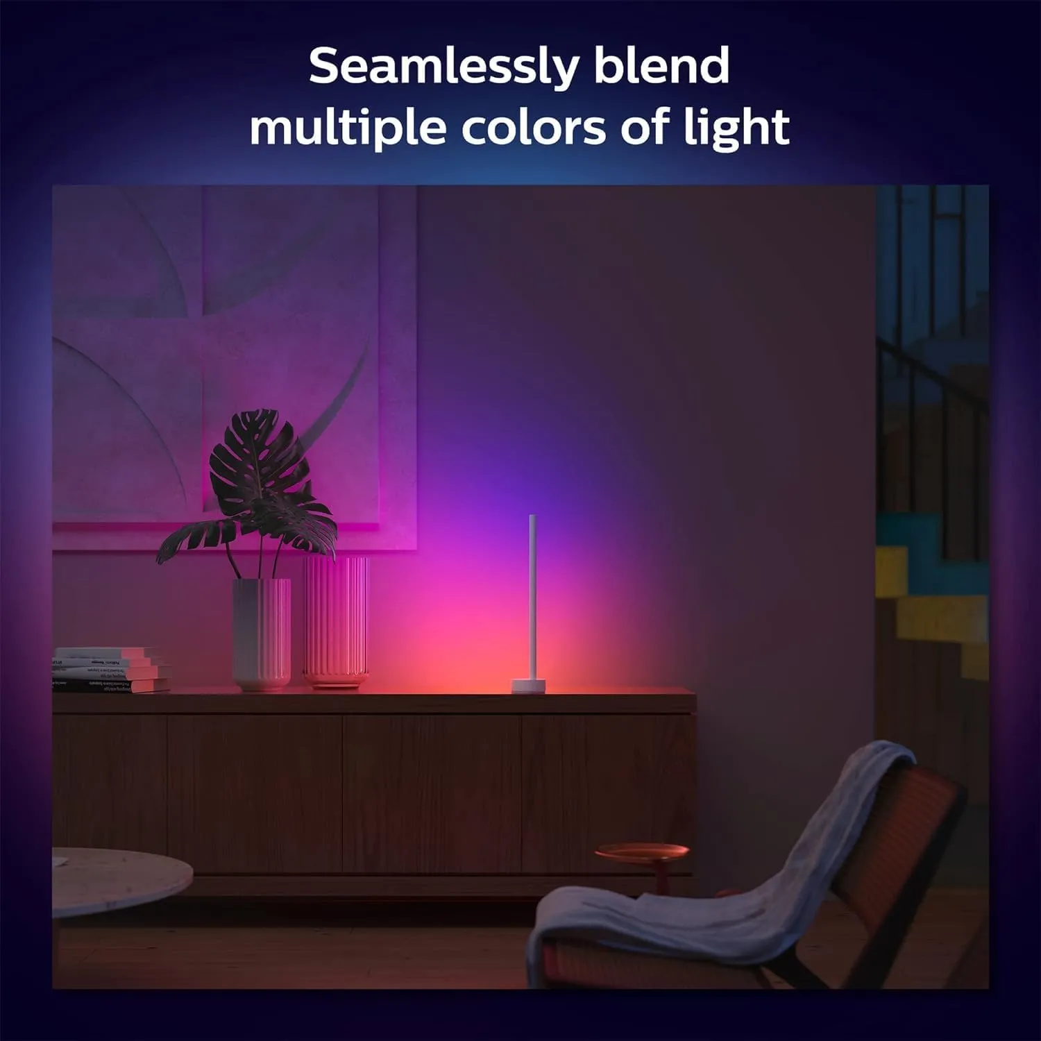 Philips Hue Gradient Signe Table Lamp, Compatible with Alexa, Apple Homekit and Google Assistant, Bluetooth Compatible, Flowing Multicolor Effect, White