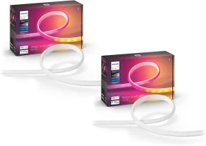 Philips Hue Indoor 6-Foot Smart LED Light Strip Base Kits with Plugs - Flowing Multicolor Effect - 2 Pack - Control with Hue App - Compatible with Alexa, Google Assistant and Apple HomeKit.
