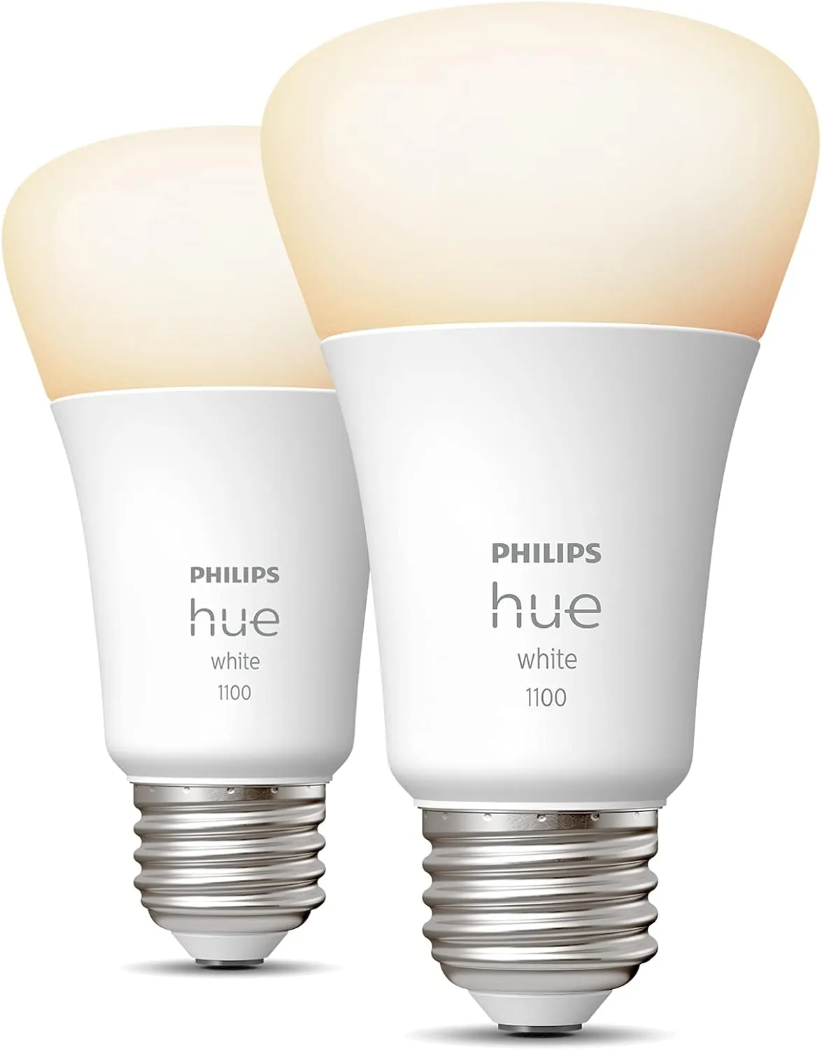 Philips Hue Smart 100W 1600LM Warm-to-Cool White A21 LED Bulb and 75W 1100LM Soft White A19 LED Bulb 2 Pack