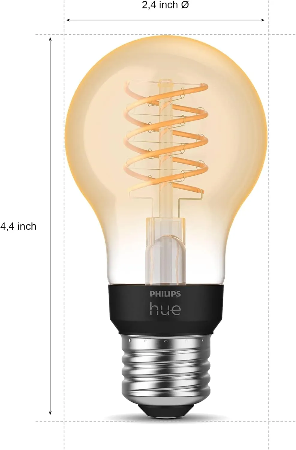Philips Hue Smart 40W A19 Filament LED Bulb - Soft Warm White Light - 1 Pack - 550LM - E26 - Indoor - Control with Hue App - Compatible with Alexa, Google Assistant and Apple Homekit.